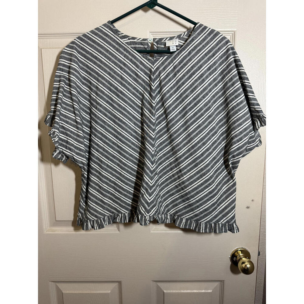 Charming Striped Women's Top, by A New Day, with Ruffle Details - XL